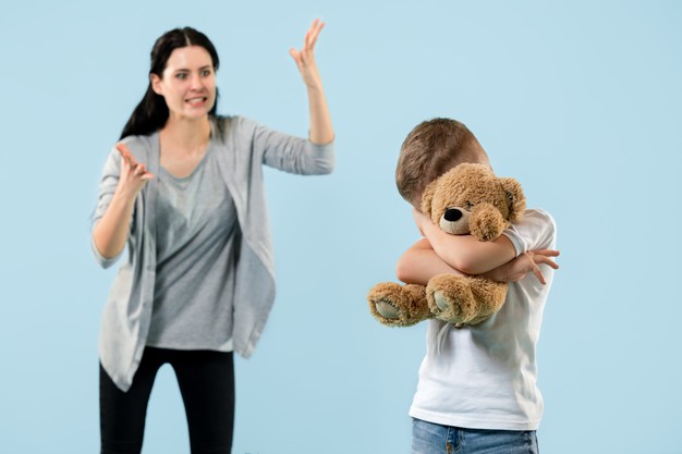 woman yelling at child image